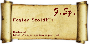 Fogler Szolón névjegykártya